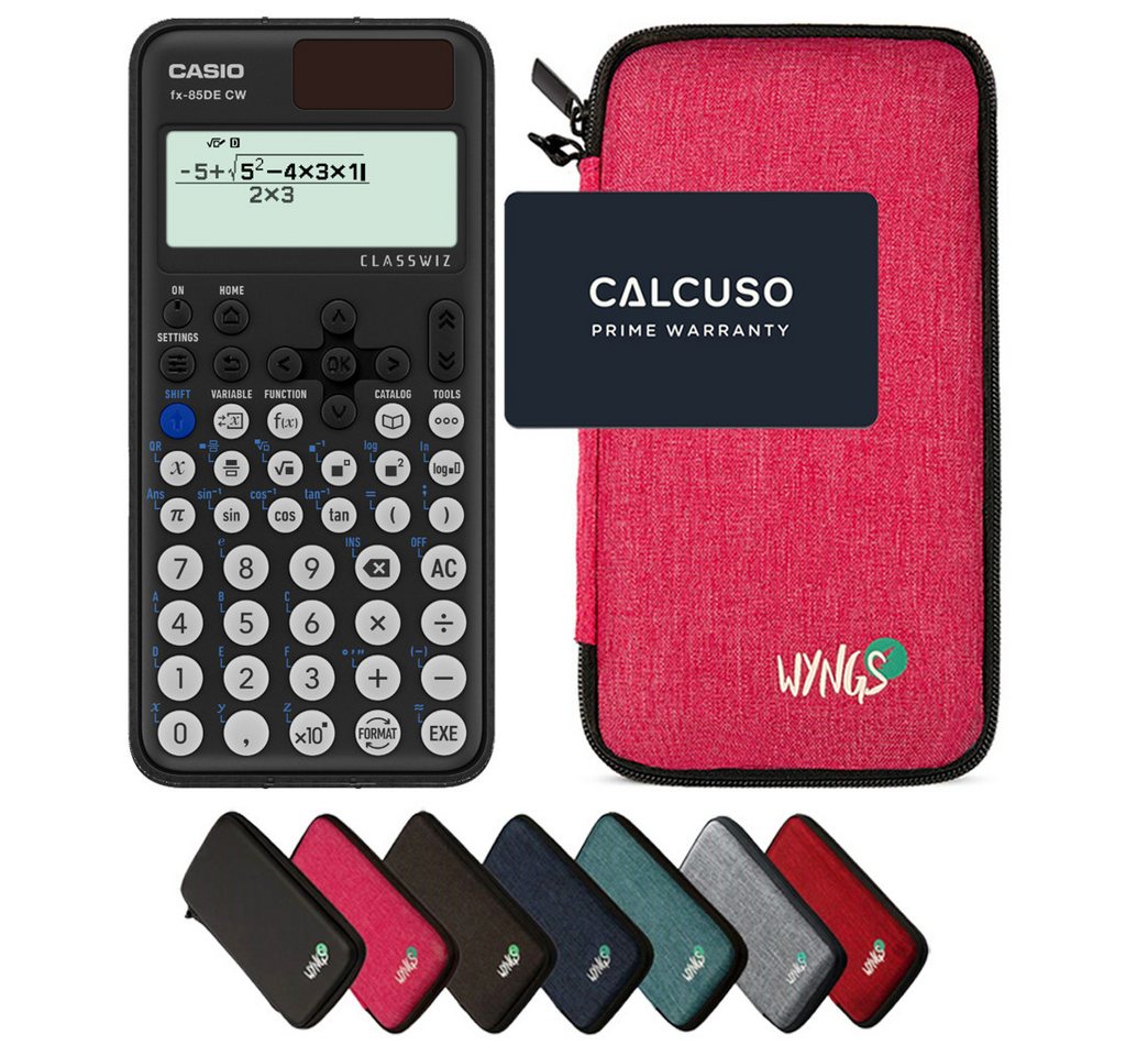CASIO Taschenrechner fx-85DE CW ClassWiz inkl. WYNGS Schutztasche Pink