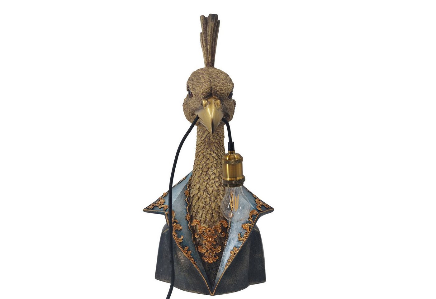 formano Tischleuchte Pop Art Tiere im Anzug, Nicht enthalten, mit Stecker und Schalter, Gold, Pfau, H: 58cm Bild 3
