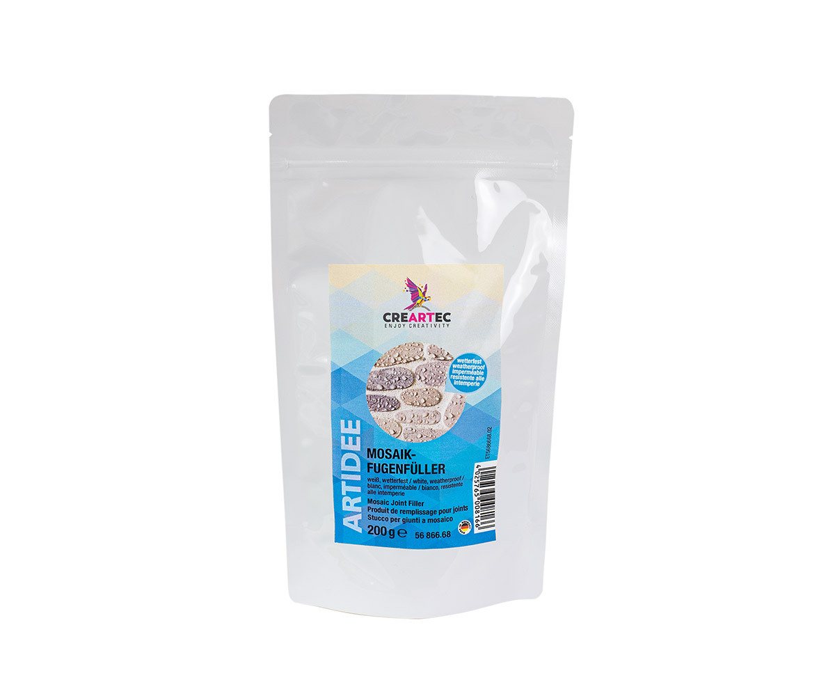 CREARTEC Klebstoff Mosaik Fugenfüller Weiß - 200g, für den Außenbereich geeignet - Made in Germany