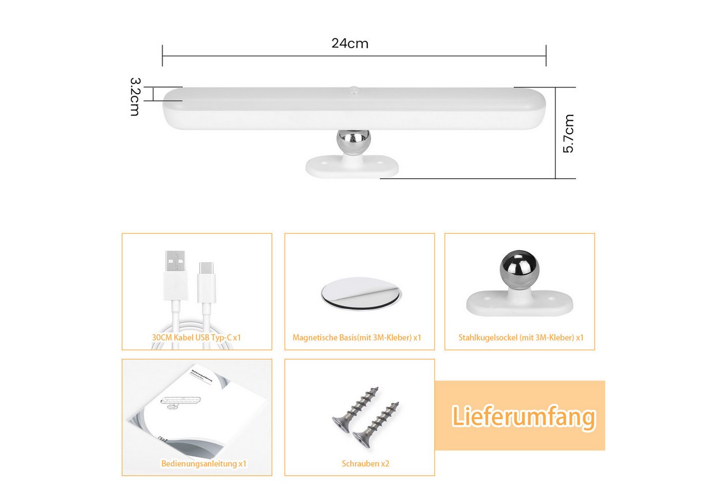 ZMH LED Unterbauleuchte innen Weiß Leselampe Modern Wandlampe Schlafzimmer, Speicherfunktion, LED fest integriert, Warmweiß-Neutralweiß-Kaltweiß, 1.5W,Bewegungssensor 120°, 3m Reichweite, Touch-Bedienung Bild 2