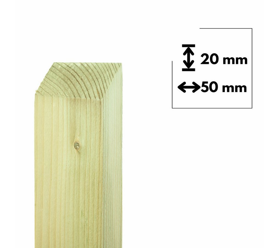 Mega-Holz Holzzaun Zaunlatten Paket Helgoland 20 x 50 mm Kiefer KDI, (Sparset, 20-St), 20 Stk. Zaunbretter 80 cm Lang aus Kiefernholz KDI Bild 3