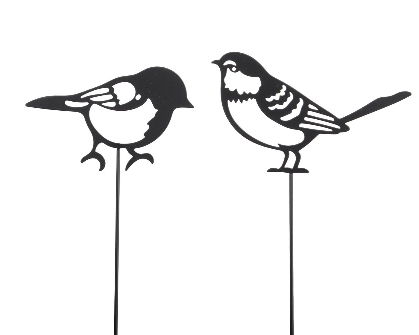 Decoris season decorations Gartenstecker Gartenstecker Vogel am Stab 35x15cm Eisen 2er Set Schwarz