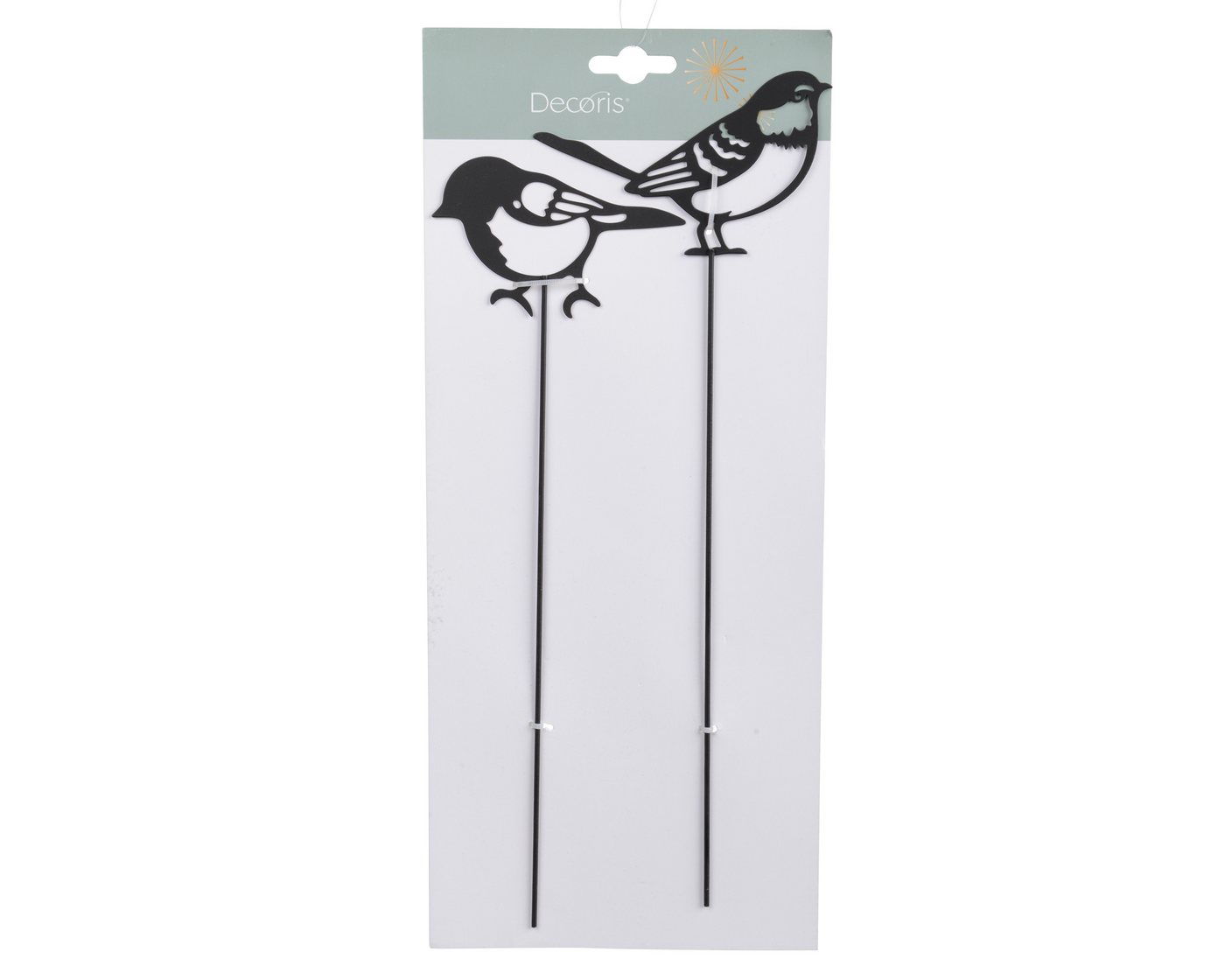 Decoris season decorations Gartenstecker Gartenstecker Vogel am Stab 35x15cm Eisen 2er Set Schwarz Bild 2