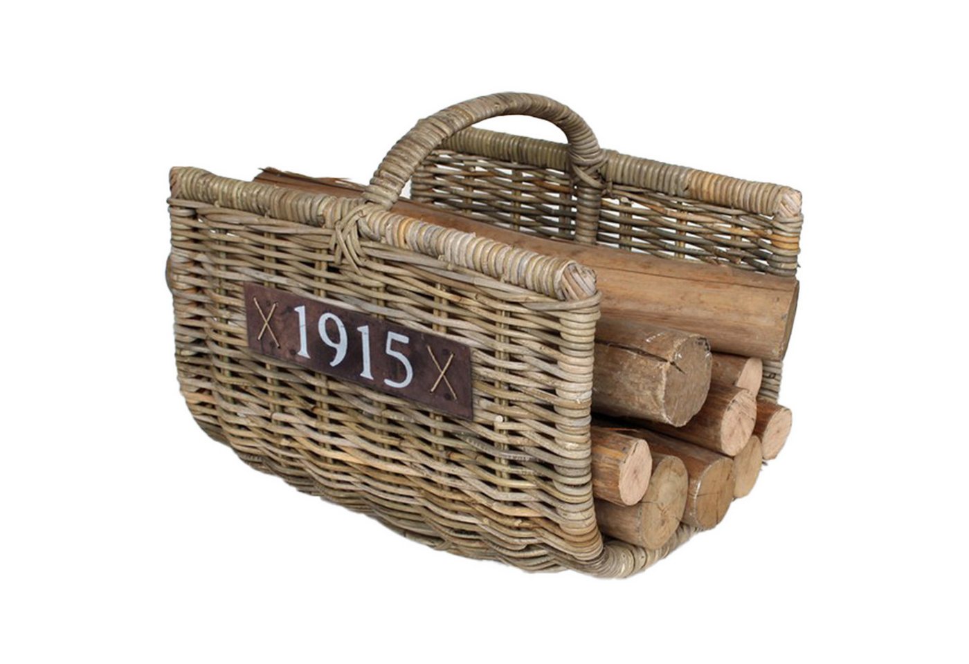 Van der Leeden Kaminholzkorb Feuerholzkorb Brennholz Rattan 50x38 cm Handmade Abgerundet (Stück, 1 St., Packung), 50x38x34 cm, Handmade, Rattan, Braun, mit Tragegriff Bild 3