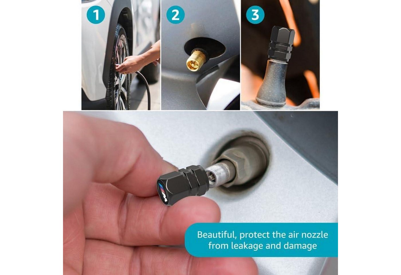 FELIXLEO Aufkleber 4x Ventilkappen für BMW M M2 M3 M4 M5 X1 X3 X5 X6 Autoventil Kappe Bild 3