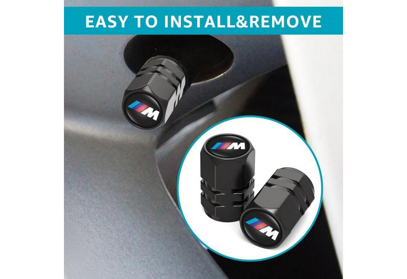 FELIXLEO Aufkleber 4x Ventilkappen für BMW M M2 M3 M4 M5 X1 X3 X5 X6 Autoventil Kappe Bild 4