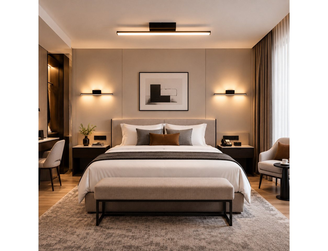 ZMH LED Wandleuchte Innen Wandlampe Schwarz 3000K Flurlampe 2 Stück Wand Lampe, Warmweiß Bild 2