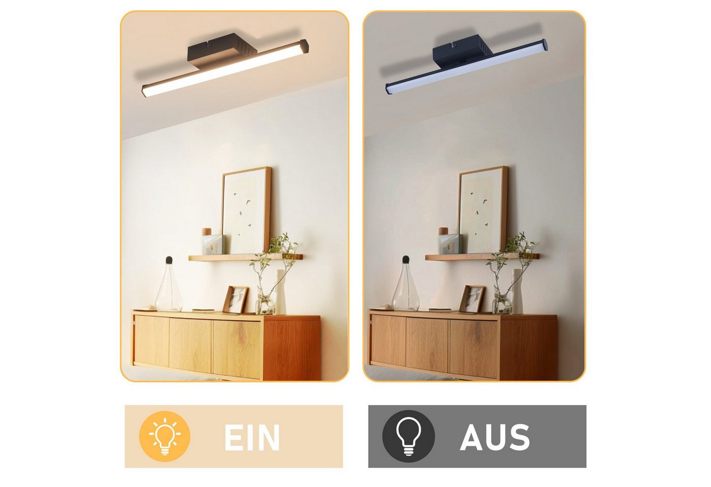 ZMH LED Wandleuchte Innen Wandlampe Schwarz 3000K Flurlampe 2 Stück Wand Lampe, Warmweiß Bild 4