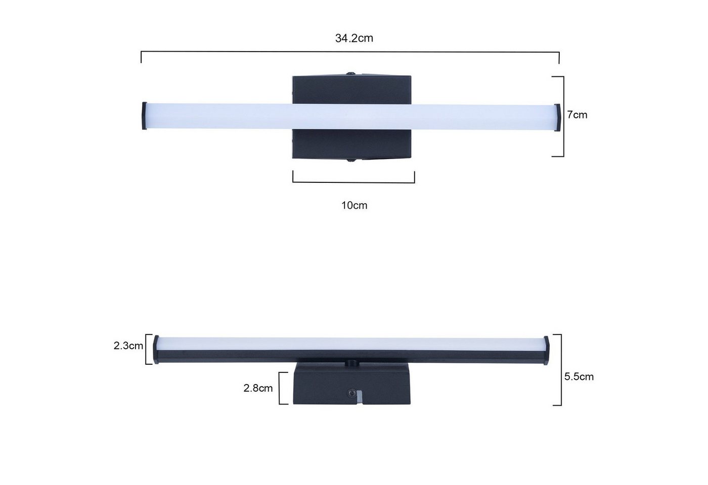 ZMH LED Wandleuchte Innen Wandlampe Schwarz 3000K Flurlampe 2 Stück Wand Lampe, Warmweiß Bild 5