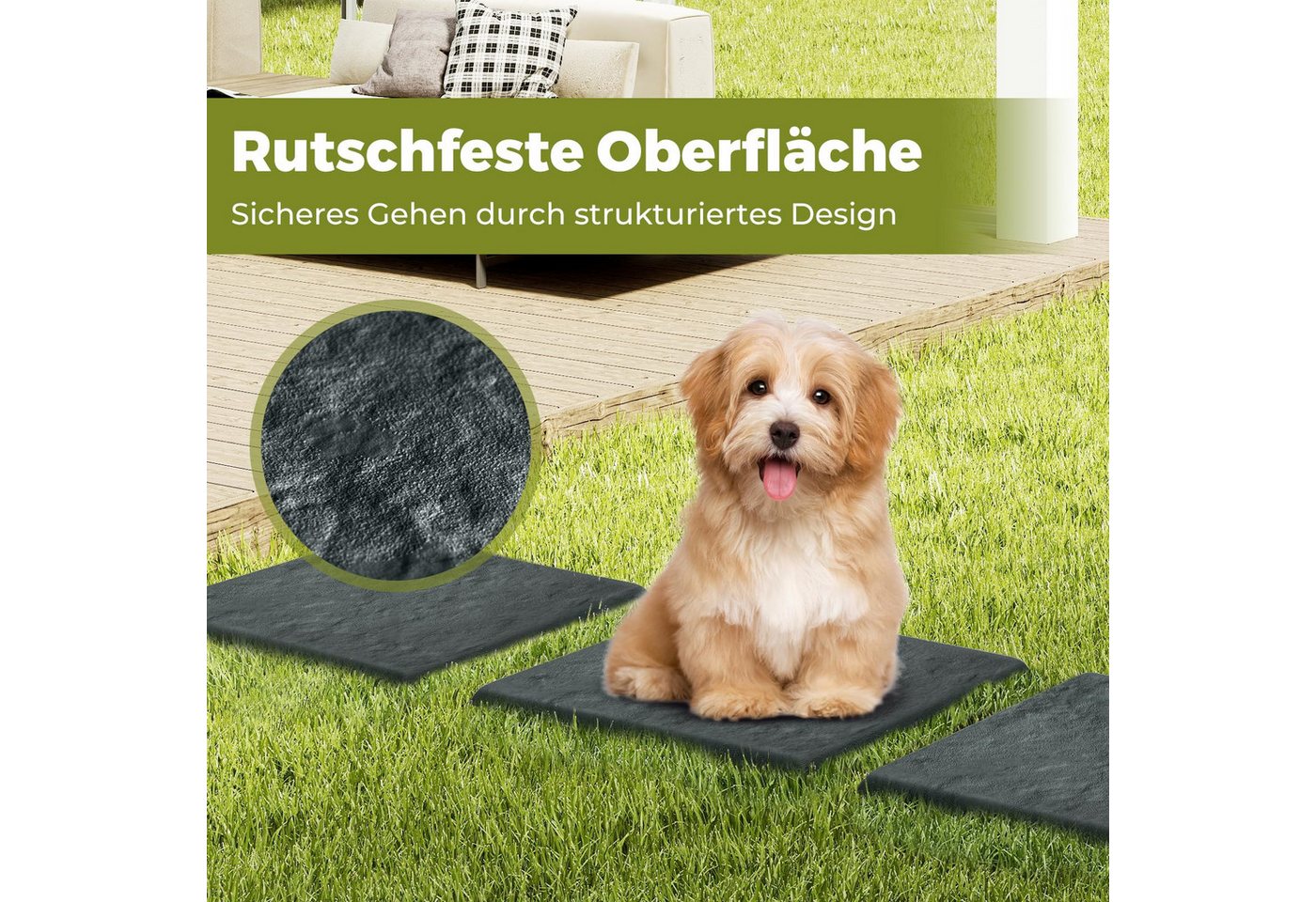 COSTWAY Antirutschmatte, 8-St., 39,5x39,5cm Trittsteine mit Bodenpfählen Bild 4