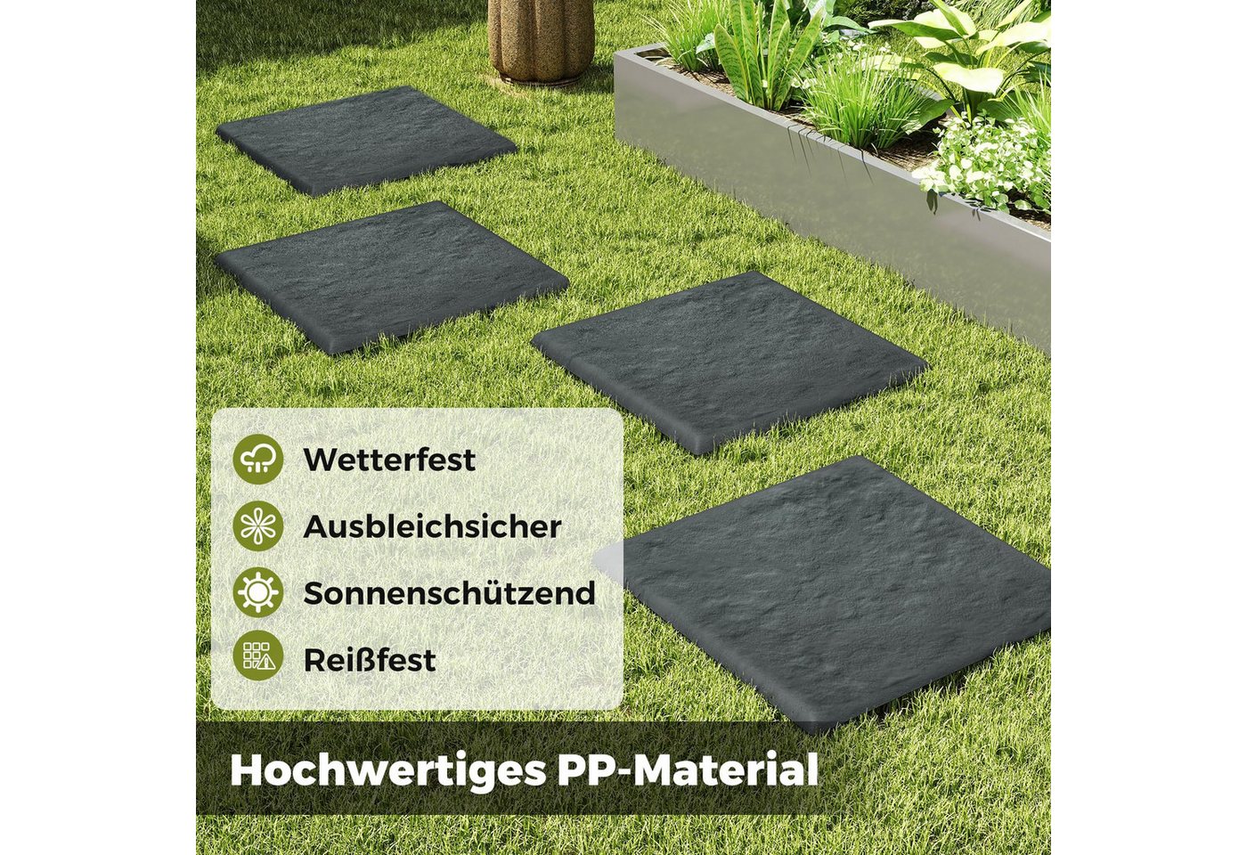 COSTWAY Antirutschmatte, 8-St., 39,5x39,5cm Trittsteine mit Bodenpfählen Bild 5