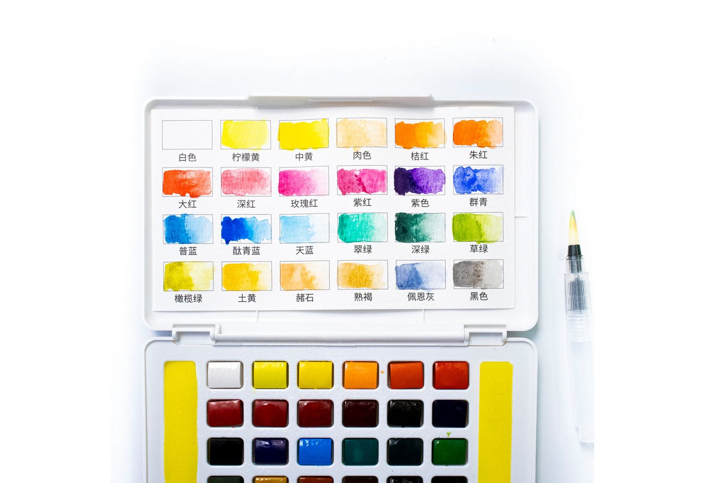 Artecho Aquarellfarbe Set – 24 / 48 / 72 Wasserfarben mit Wassertankpinsel & Schwamm, Für Zuhause oder kreative Reisen geeignet