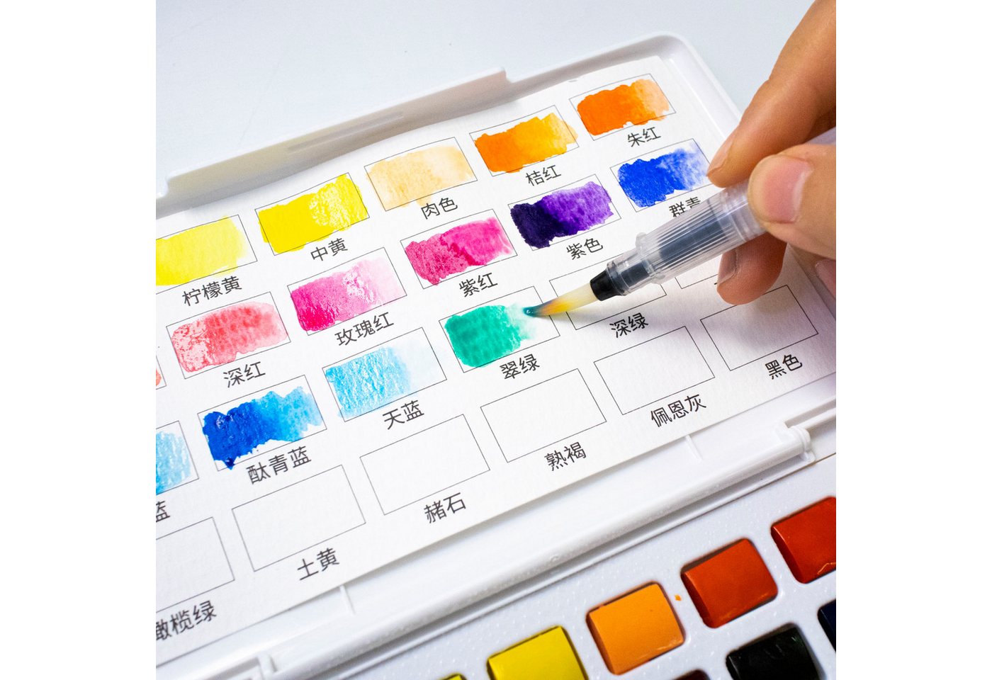 Artecho Aquarellfarbe Set – 24 / 48 / 72 Wasserfarben mit Wassertankpinsel & Schwamm, Für Zuhause oder kreative Reisen geeignet Bild 2