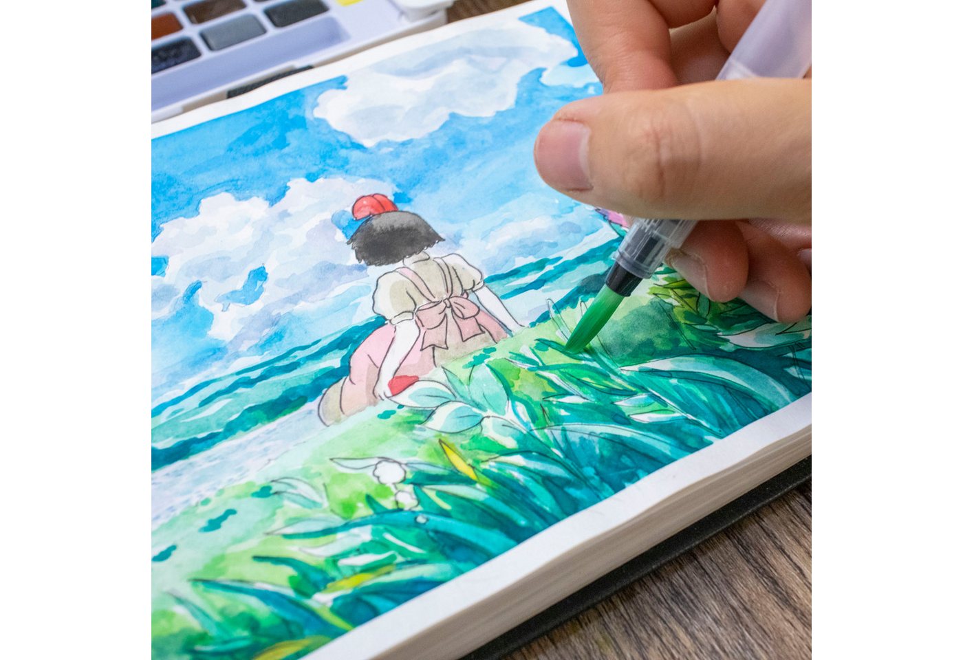 Artecho Aquarellfarbe Set – 24 / 48 / 72 Wasserfarben mit Wassertankpinsel & Schwamm, Für Zuhause oder kreative Reisen geeignet Bild 3