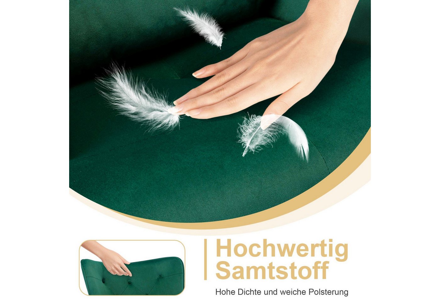 HomeMiYN Schaukelstuhl Ohrensessel mit Flügel, Relaxsessel mit Armlehnen, gepolstert, bis 120 kg