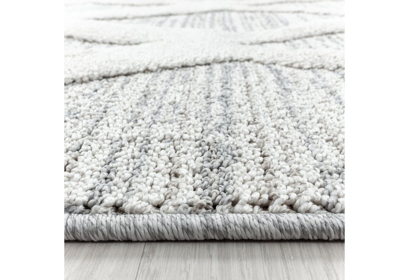 Stilvoll Günstig Hochflor-Teppich in Grau mit Boho-Design für Wohnzimmer, Läufer, Höhe: 20 mm Bild 3