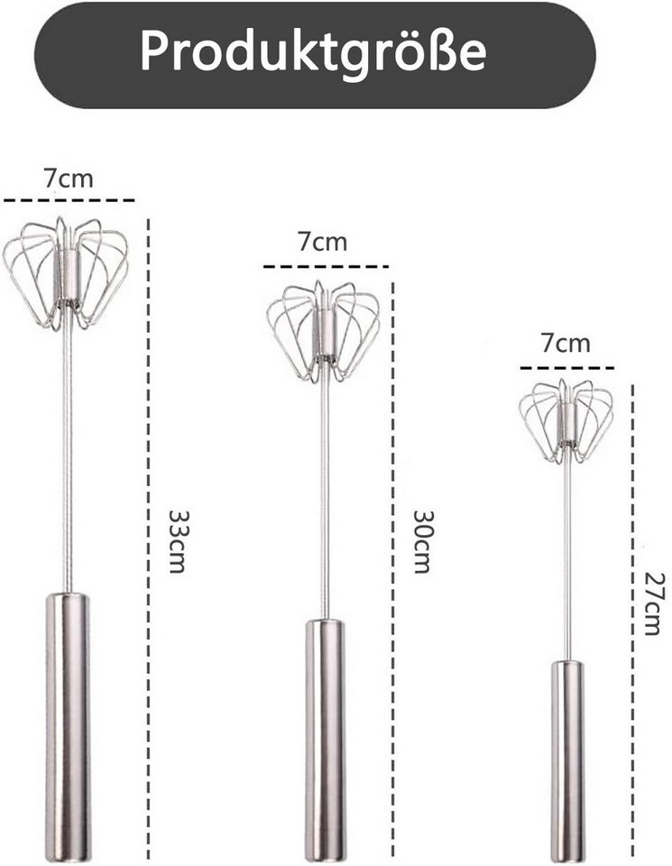Coonoor Schneebesen Edelstahl teilmattiert, Rührbesen, Quirl, spülmaschinengeeignet, für Mischen, Rühren Von Teig, Eiern, Hohe Qualität Whisk für Esszimmer Bild 2