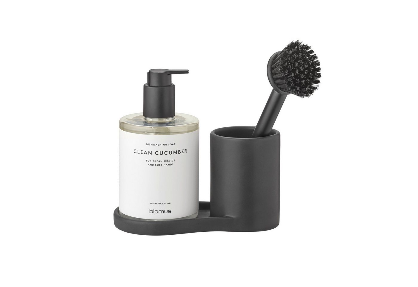 blomus Spülkasten Spülset -PIRO- Geschirrspülset, Spülset für die Küche, Reinigungsset, Hochwertiges Steingut, Integrierte Ablagefläche