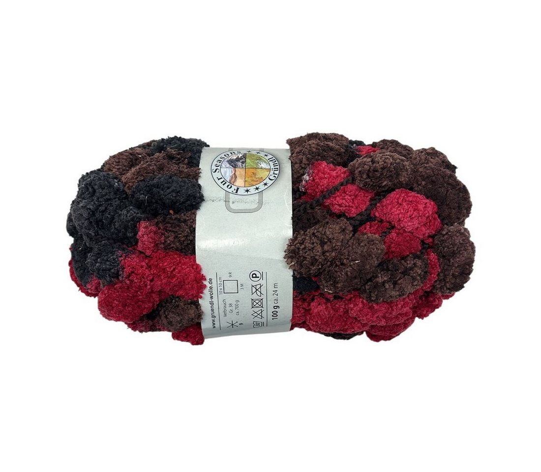 Gründl Big Spirit -Four Seasons Strickwolle 100g Pompomgarn, Noppengarn Effektgarn, 24 m (Packung, 1er Pack), schöner Farbverlauf
