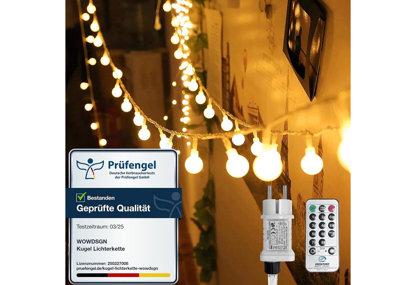 GarveeMore Lichterkette 200/300 LEDs Lichterkette 20m/30m dimmbar, 8 Modi, Party- & Weihnachtsdeko In/Outdoor, warmweiß Bild 4