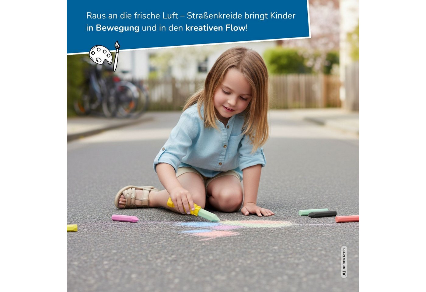 alldoro Malkreide Großes Straßenmalkreide-Set, 48 Kreiden in Neon, Batik & Vollfarben, Straßenkreide für Kinder ab 3 Jahren, inkl. 3 Kreidehalter Bild 3
