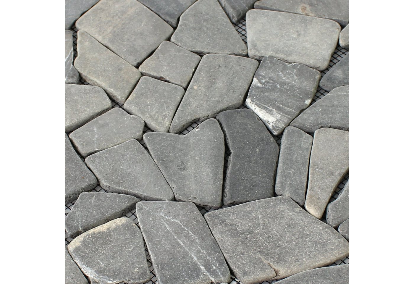 Mosafil Mosaikfliesen Marmor Bruch Naturstein Mosaikfliesen Solares Nero Schwarz, Naturstein-Marmor 30.500x30.500, schwarz, Verlegefertig auf ein Netz geklebt - Frostsicher - Wasserfest -