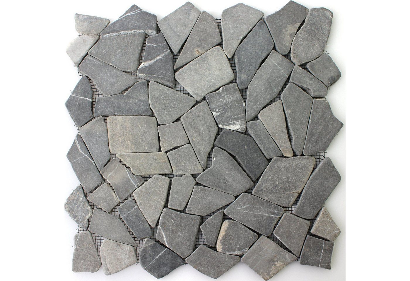 Mosafil Mosaikfliesen Marmor Bruch Naturstein Mosaikfliesen Solares Nero Schwarz, Naturstein-Marmor 30.500x30.500, schwarz, Verlegefertig auf ein Netz geklebt - Frostsicher - Wasserfest - Bild 2