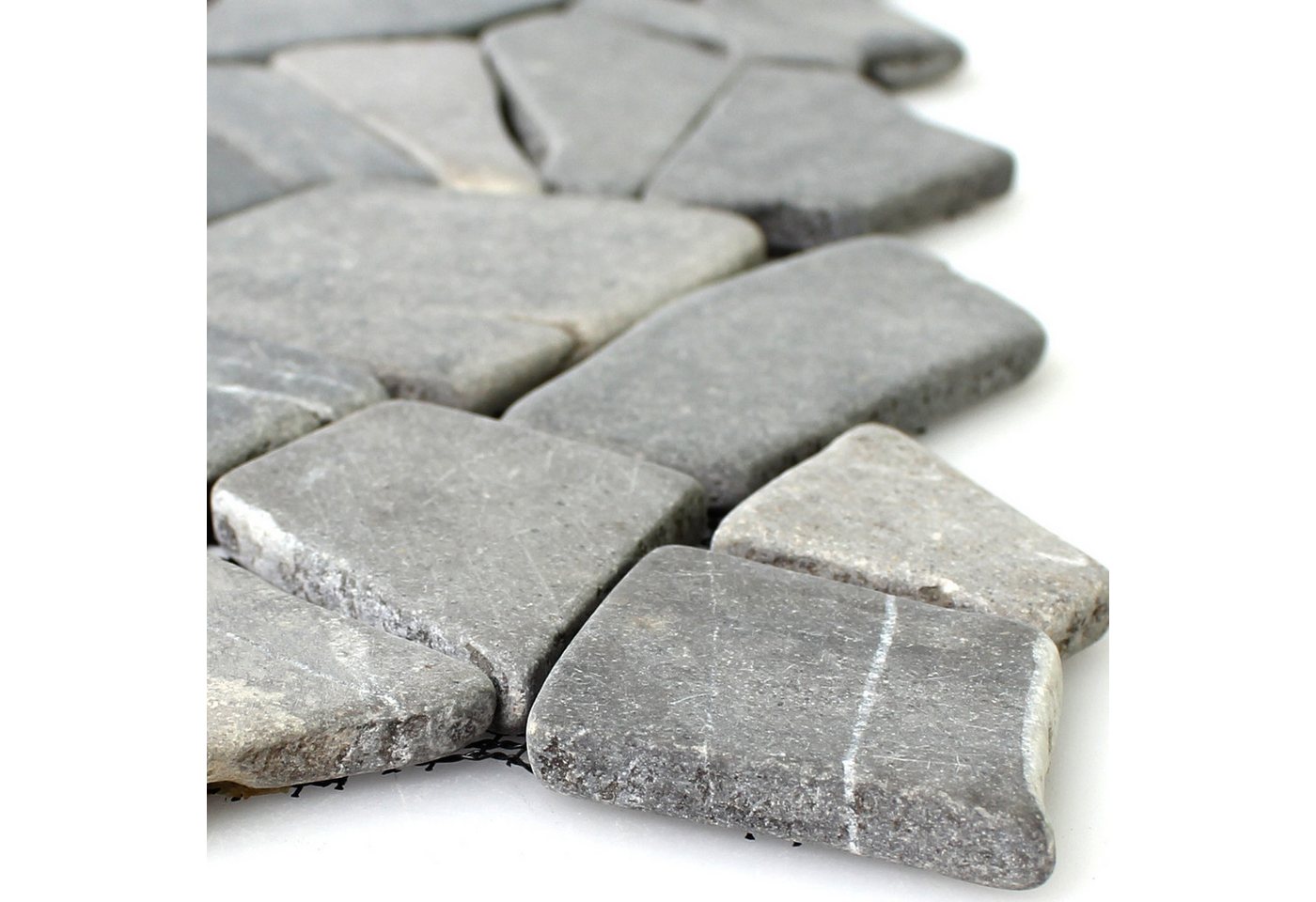 Mosafil Mosaikfliesen Marmor Bruch Naturstein Mosaikfliesen Solares Nero Schwarz, Naturstein-Marmor 30.500x30.500, schwarz, Verlegefertig auf ein Netz geklebt - Frostsicher - Wasserfest - Bild 3