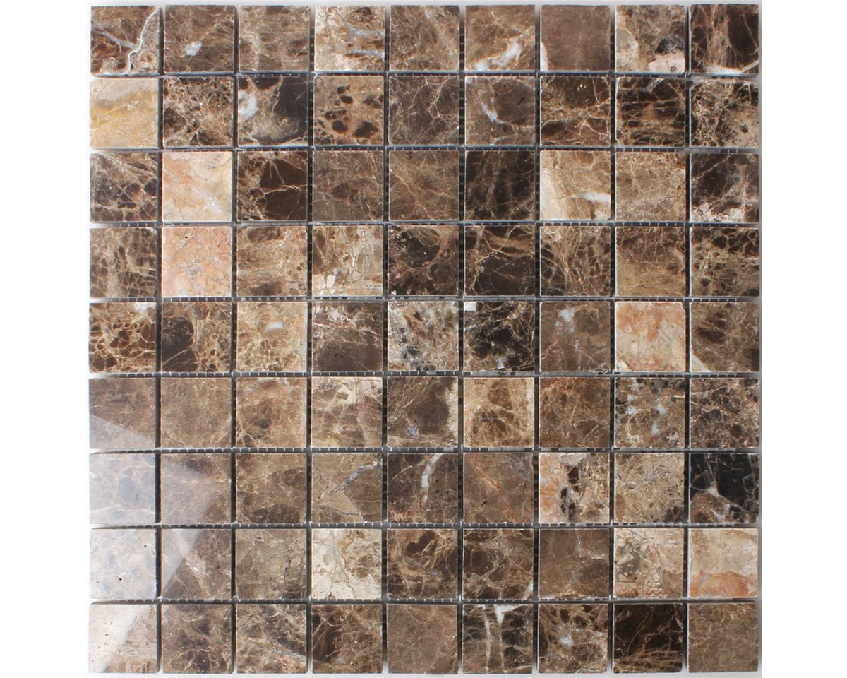 Mosafil Mosaikfliesen Marmor Naturstein Mosaikfliesen Rivoli Emprador Braun, Naturstein-Marmor 30.500x30.500, braun-emprador, Verlegefertig auf ein Netz geklebt - Frostsicher - Wasserfest Bild 3
