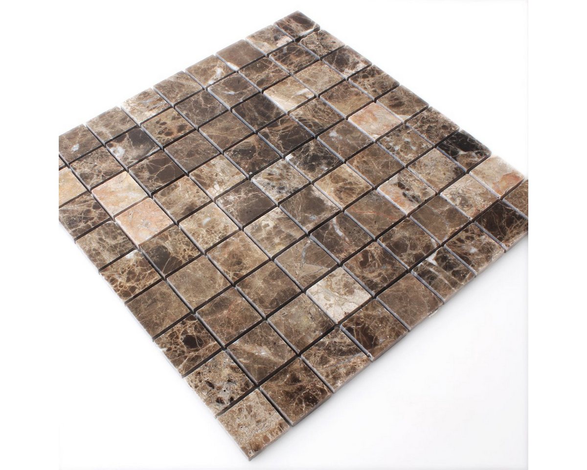 Mosafil Mosaikfliesen Marmor Naturstein Mosaikfliesen Rivoli Emprador Braun, Naturstein-Marmor 30.500x30.500, braun-emprador, Verlegefertig auf ein Netz geklebt - Frostsicher - Wasserfest Bild 4