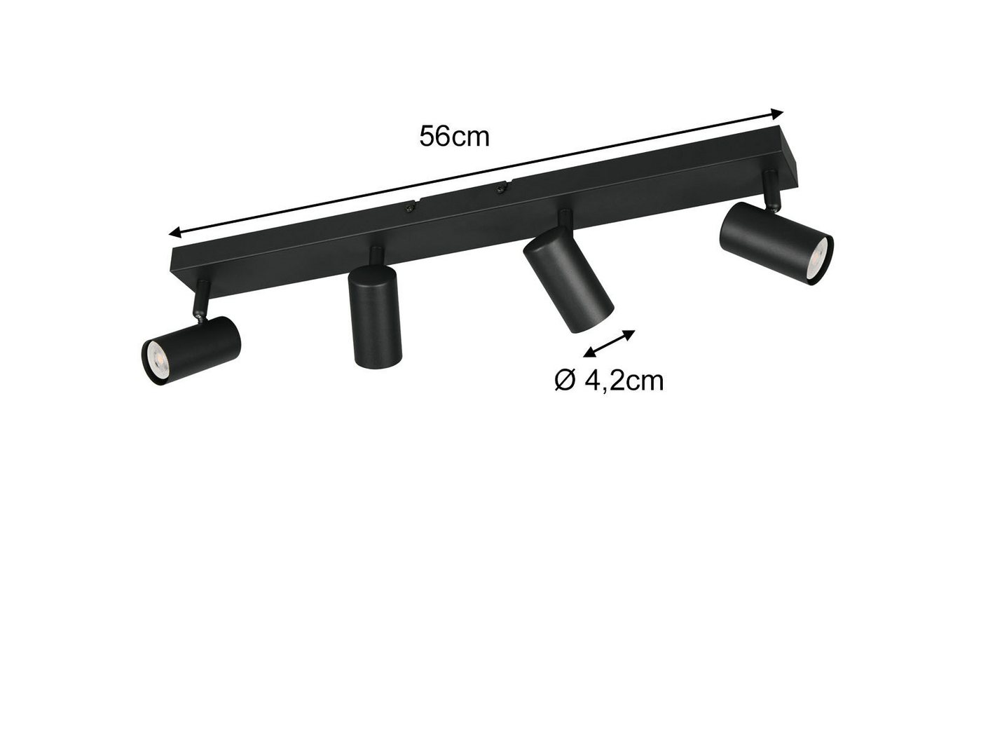 Reality Leuchten LED Deckenstrahler Metall, Spots schwenkbar, Breite 56cm, Leuchtmittel dimmbar, LED wechselbar, Warmweiß, Designklassiker Innen Strahler Deckenleuchte dimmbar über Schalter