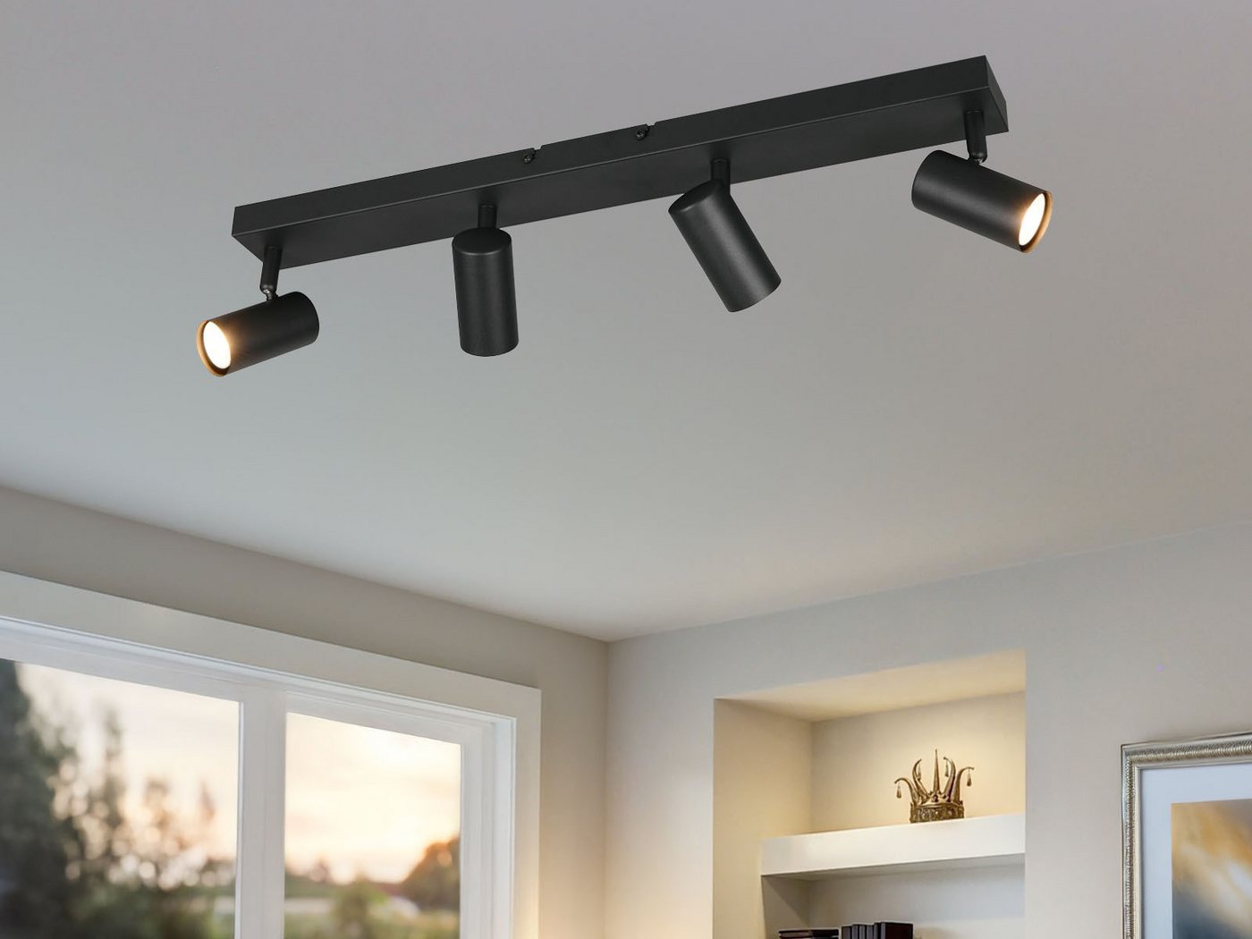 Reality Leuchten LED Deckenstrahler Metall, Spots schwenkbar, Breite 56cm, Leuchtmittel dimmbar, LED wechselbar, Warmweiß, Designklassiker Innen Strahler Deckenleuchte dimmbar über Schalter Bild 3