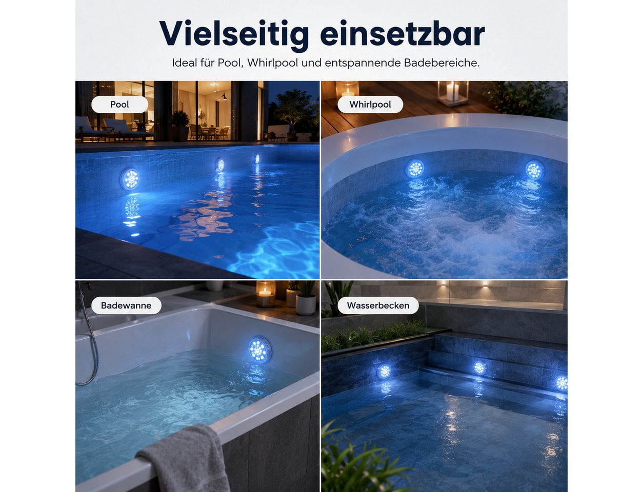 Lisabonde Pool-Lampe LED Poollicht Unterwasserlicht IP68 Wasserdicht Magnetisch RGB, RGB-LED, LED, Mehrfarbig, IP68 wasserdicht, 16 Farbwechsel-Optionen Bild 5