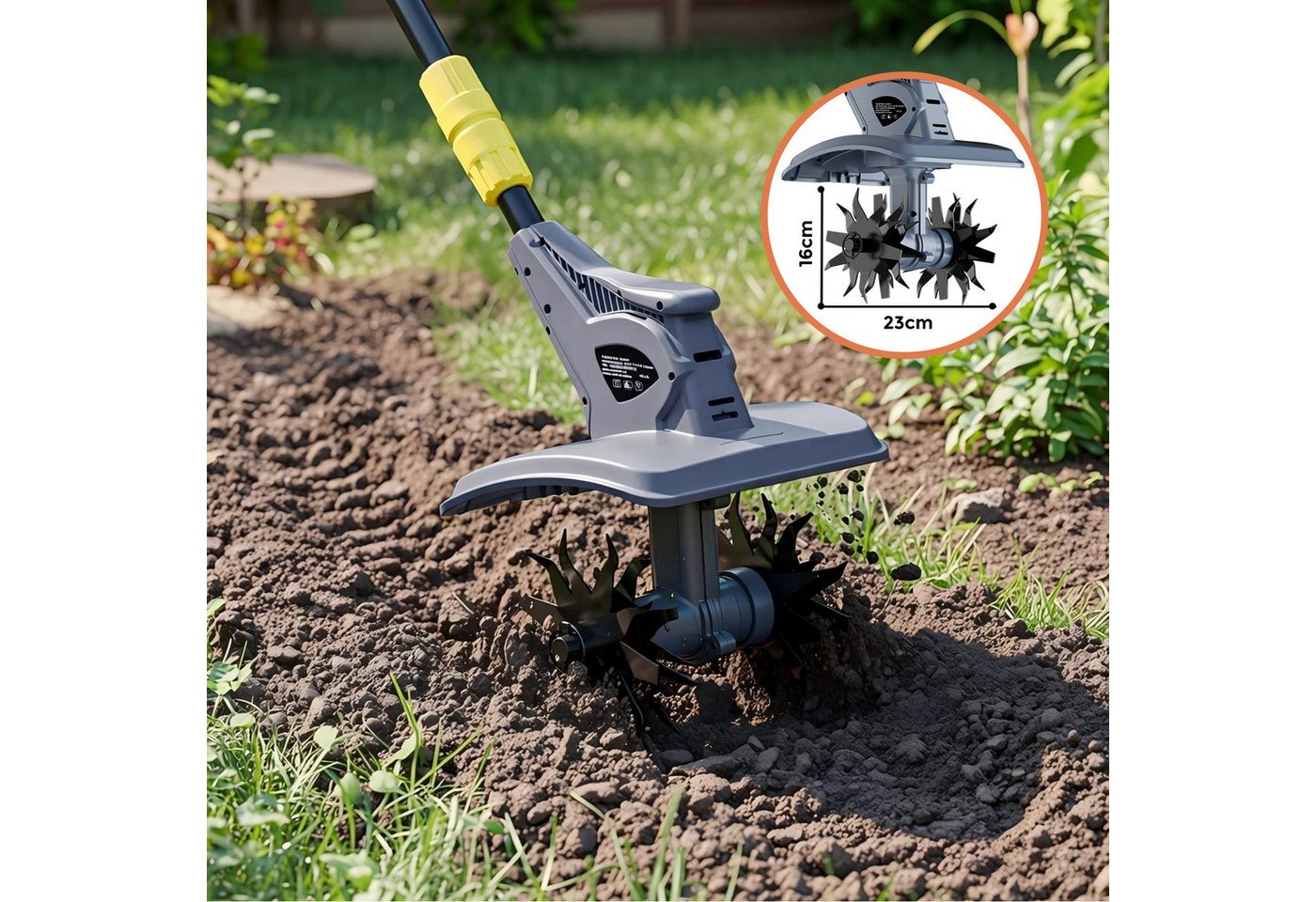 Fanztool Akku-Motorhacke 20V/4.0Ah Akku,23cm Arbeitsbreite,16 cm Arbeitstiefe, Akku Gartenfräs