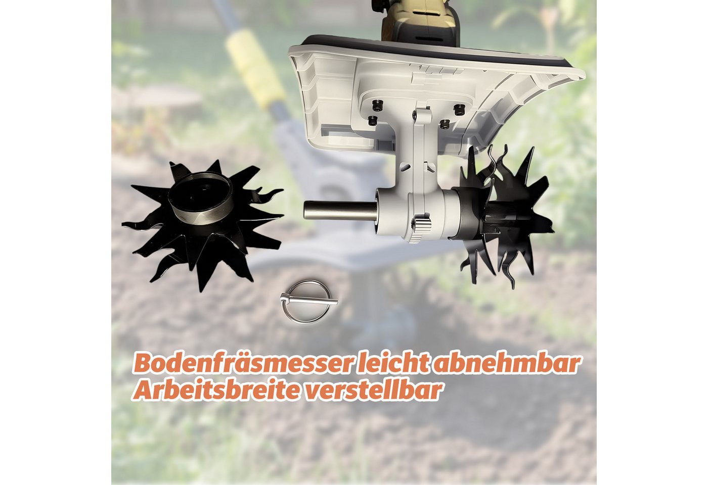 Fanztool Akku-Motorhacke 20V/4.0Ah Akku,23cm Arbeitsbreite,16 cm Arbeitstiefe, Akku Gartenfräs Bild 2