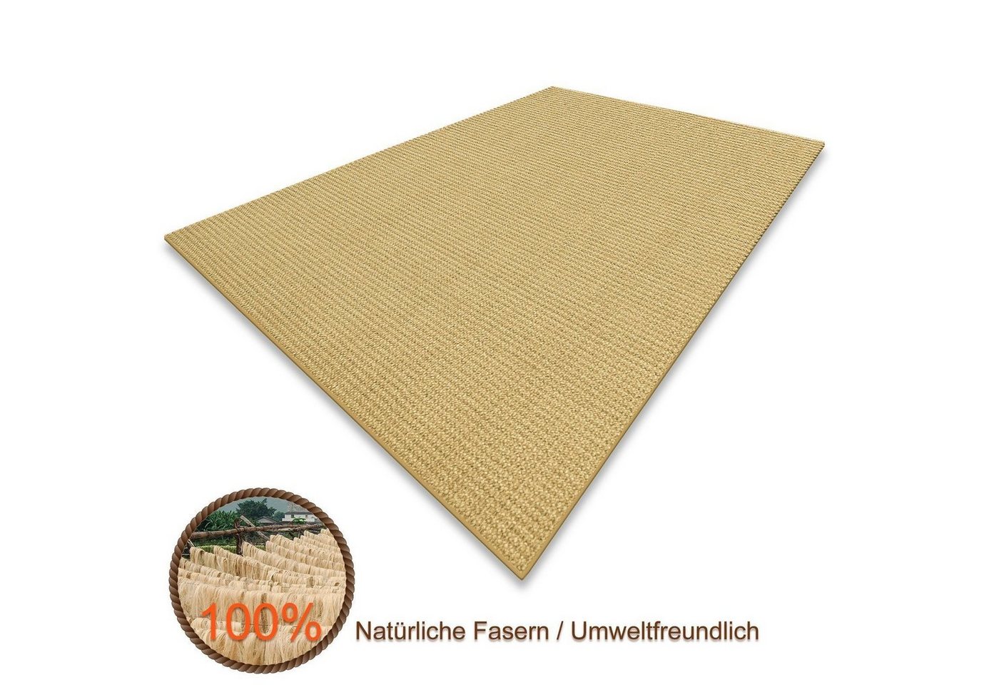 Floordirekt Sisalteppich Sylt Natur, Teppich erhältlich in 9 Größen, Teppichläufer, Eckig, Höhe: 6 mm, Eckig