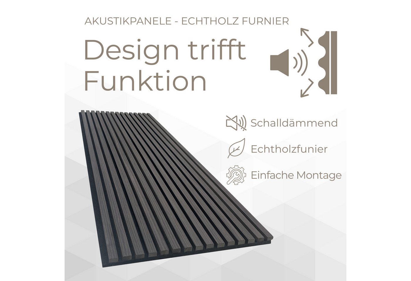 tktrading24 Wandpaneel Akustikpaneel mit Holzfurnier Wandpaneele in Black Nior mit PET-Filz, BxL: 60x270 cm, (1-tlg) Bild 2