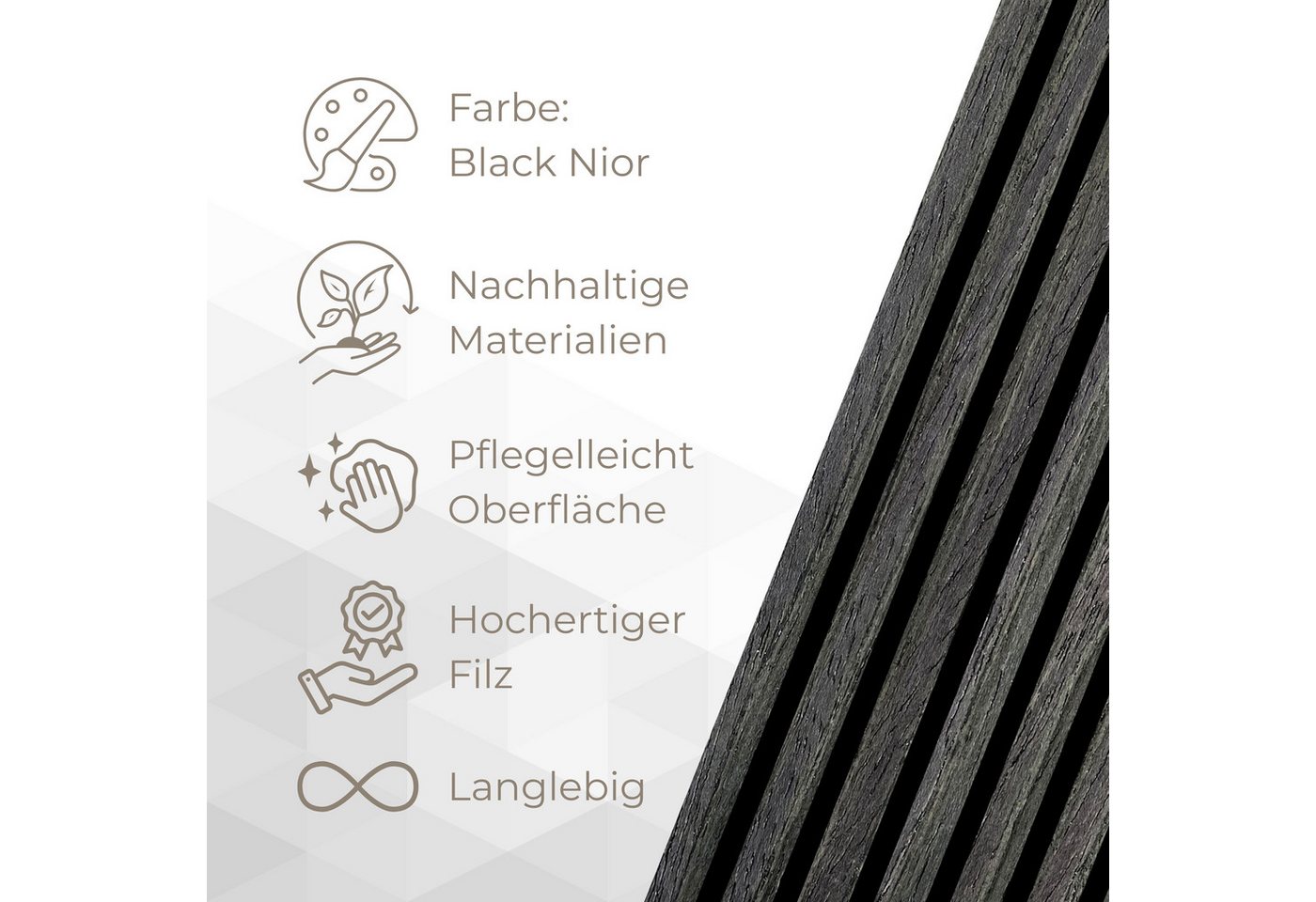 tktrading24 Wandpaneel Akustikpaneel mit Holzfurnier Wandpaneele in Black Nior mit PET-Filz, BxL: 60x270 cm, (1-tlg) Bild 5