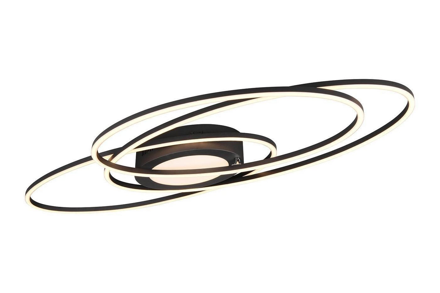 TRIO Leuchten LED Deckenleuchte OVINE, Schwarz, Metall, Fernbedienung, Anpassung der Farbtemperatur, Dimmfunktion, LED fest integriert, Extra-Warmweiß, Neutralweiß, Kaltweiß, Tageslichtweiß, Memory- und Nachtlichtfunktion, B 104 x H 10 x T 58 cm Bild 2