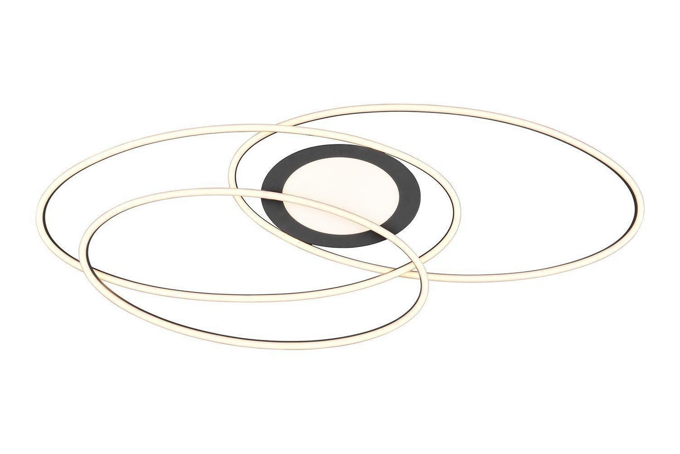 TRIO Leuchten LED Deckenleuchte OVINE, Schwarz, Metall, Fernbedienung, Anpassung der Farbtemperatur, Dimmfunktion, LED fest integriert, Extra-Warmweiß, Neutralweiß, Kaltweiß, Tageslichtweiß, Memory- und Nachtlichtfunktion, B 104 x H 10 x T 58 cm Bild 3