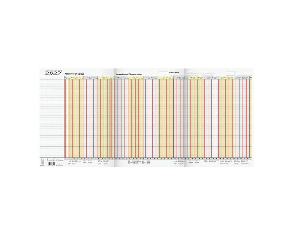 BRUNNEN Urlaubsplaner Jumbograph 2027, 1 Seite = 12 Monate, für bis zu 35 Personen