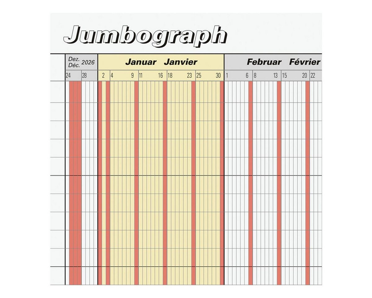 BRUNNEN Urlaubsplaner Jumbograph 2027, 1 Seite = 12 Monate, für bis zu 35 Personen Bild 2