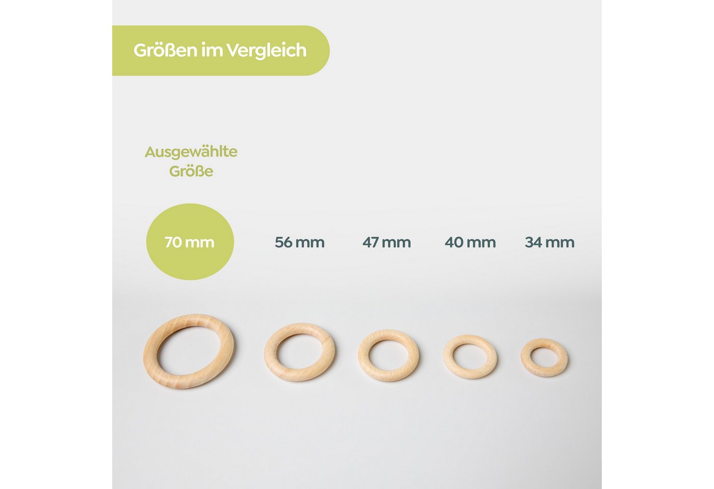 Candini Bastelperlen Holzringe aus Buchenholz zum basteln & Makramee, 10 Stück, Ø 70mm, 10mm Ringstärke Bild 4