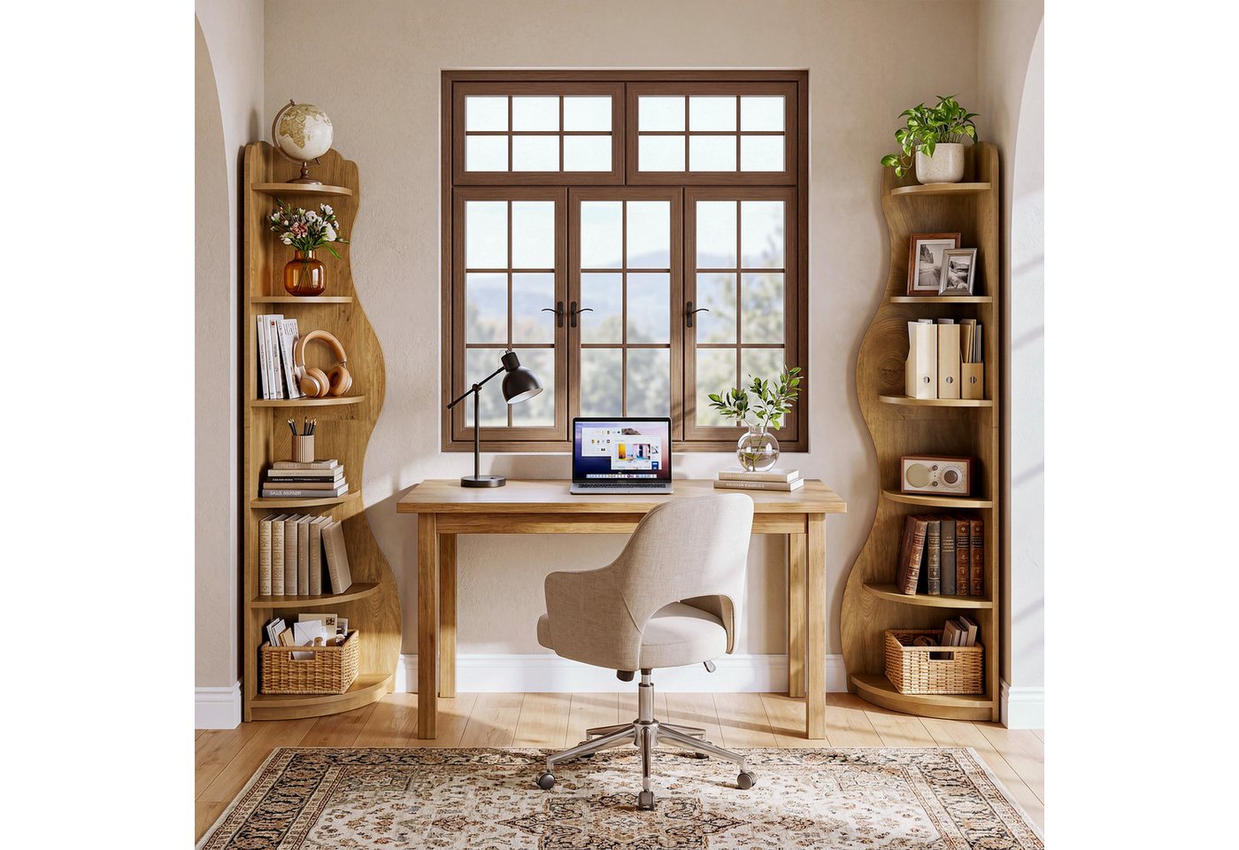 Tribesigns Eckregal 6-stufiges Ecke Bücherregal, 175cm Standregal Aufbewahrungsregal, Wellen-Design Bücherregal aus Holz Bild 4