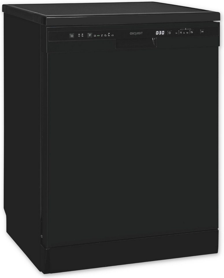 exquisit Standgeschirrspüler GSP6312-030C schwarz, 9,8 l, 12 Maßgedecke, 12 Maßgedecke, 6 Programme, LED, Besteckkorb, Auto Door Open, AquaStop Bild 5