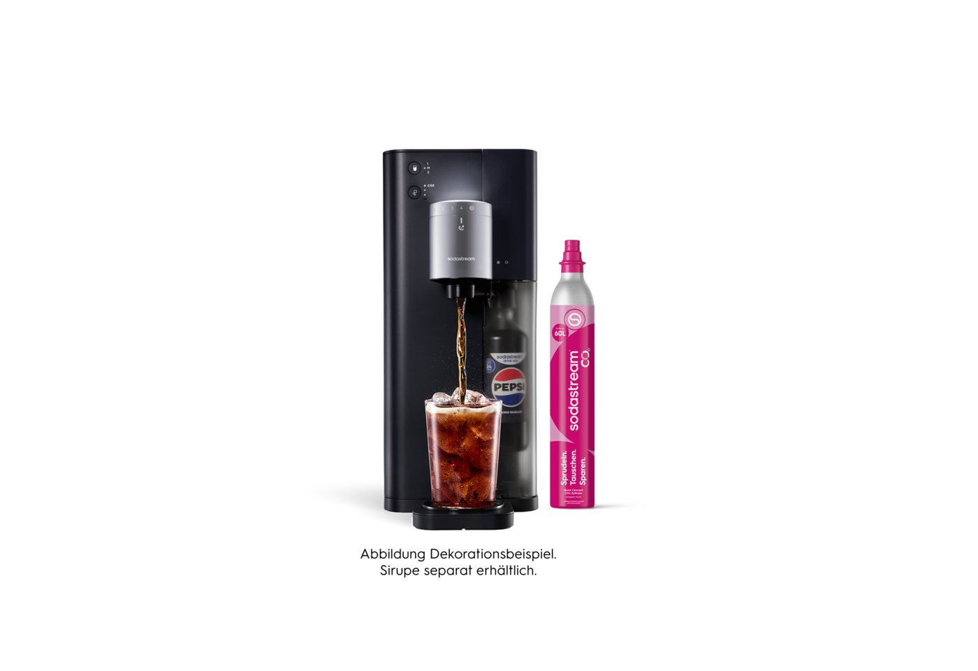 SodaStream Wassersprudler Ultimate Multi-Drink Wassersprudler, Standard Pack, (Set, 5-tlg), Für Wasser und weitere Getränke, 2 Flavor-Kappen inklusive