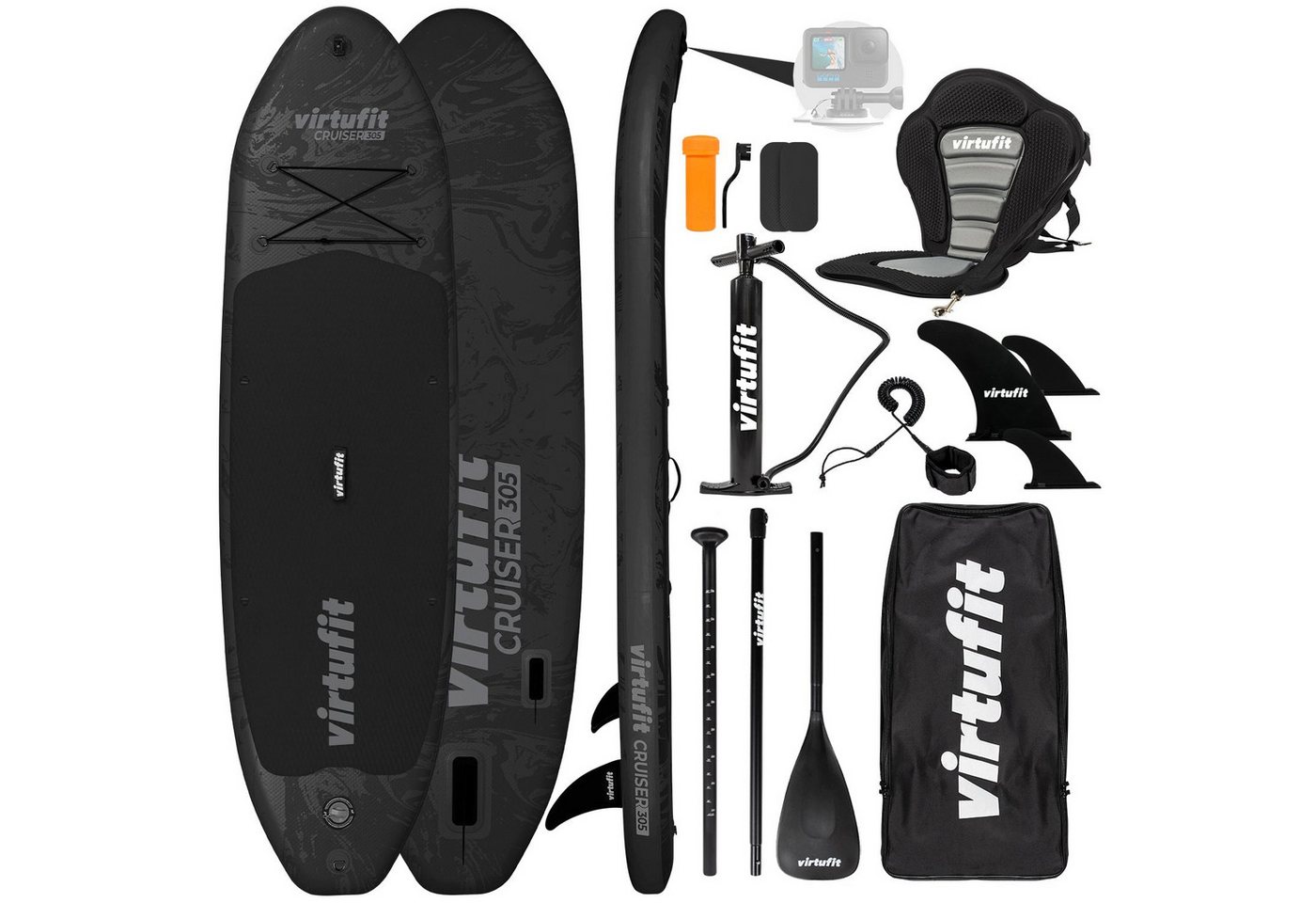 VirtuFit Inflatable SUP-Board VirtuFit Supboard Cruiser 305 Schwarz mit Kajak-Sitz Bild 4