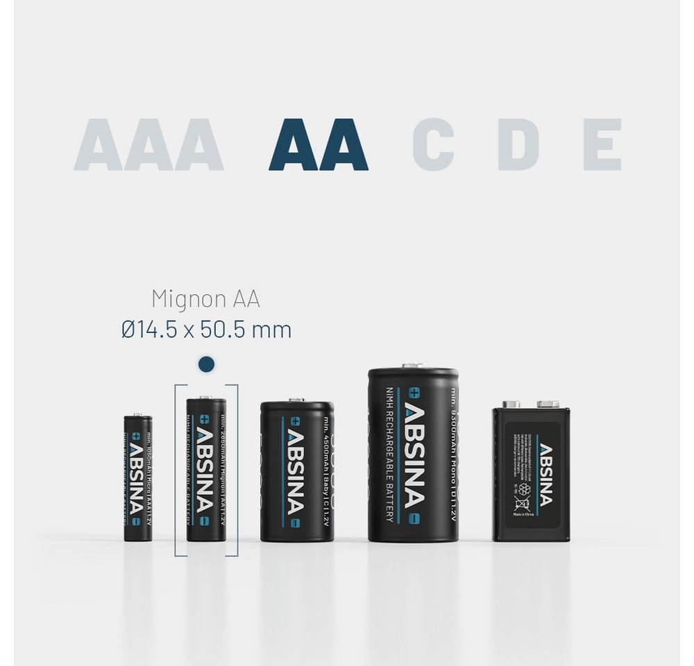 ABSINA 16x Solar Akku AA wiederaufladbar 800mAh 1.2V NiMH - Mignon AA Solar Akku Bild 5