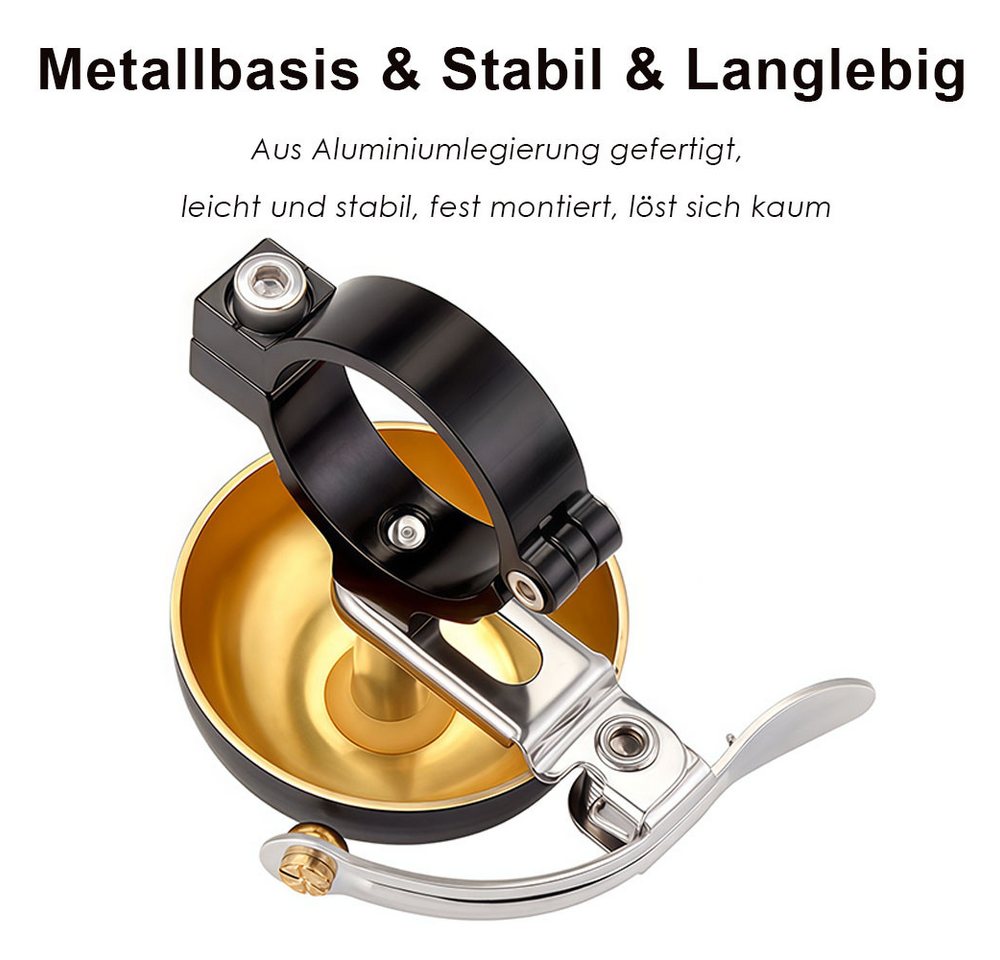 AFKSMILE Fahrradklingel Klingel Fahrrad,fahrradklingel mountainbike,75 dB fahrradklingel laut, Klassische Fahrradklingel aus Messing,für Lenker von 22.2 bis 28 mm Bild 2