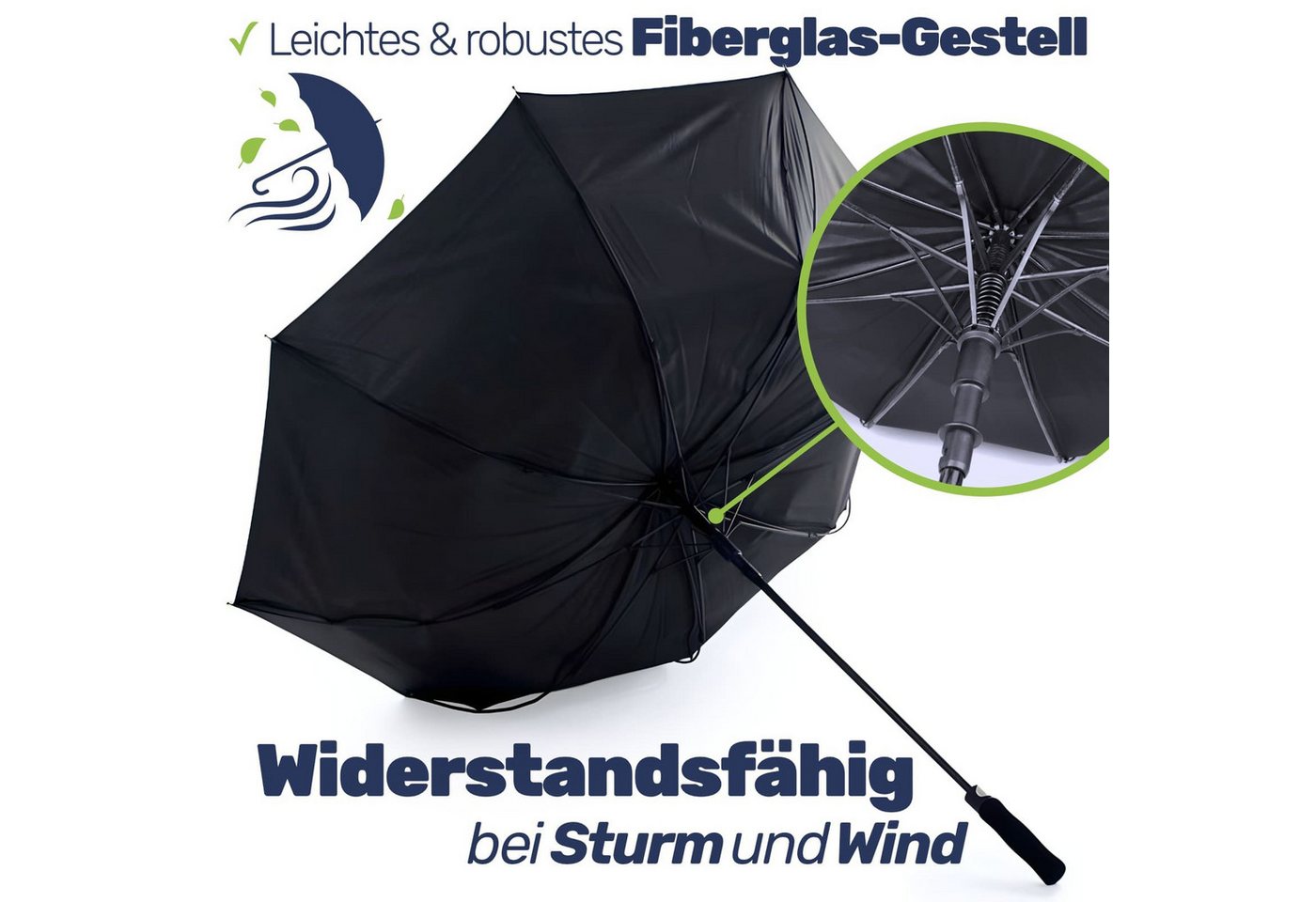 Gravidus Golfregenschirm Großer Golfschirm Regenschirm Stockschirm Automatik XXL 132 cm Bild 4